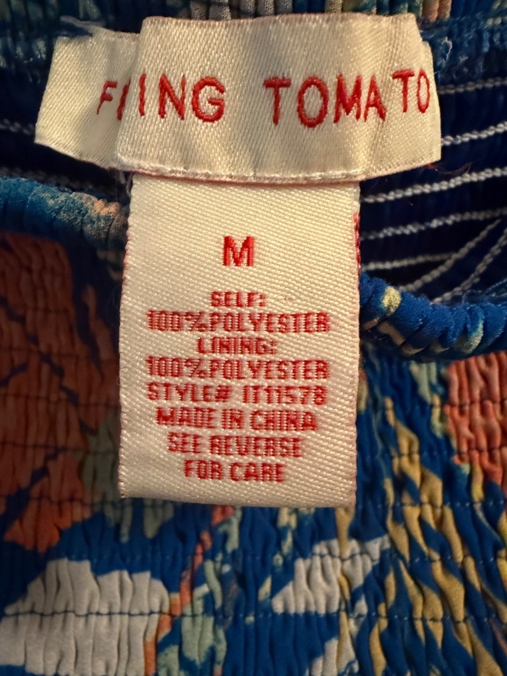 Flying Tomato Tropical Smocked Crop Top | Puff Sleeve | Size M | Like New - Picture 5 of 6